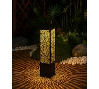 Groupe DDC Borne Solaire LED Extérieur 150 Lumens - Éclairage Jardin Allée Terrasse - 5 Designs - Motif Lumineux Projeté - Recharge Solaire et USB - Autonome Sans Câblage (Carré (47 CM))