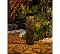 Groupe DDC Borne Solaire LED Extérieur 150 Lumens - Éclairage Jardin Allée Terrasse - 5 Designs - Motif Lumineux Projeté - Recharge Solaire et USB - Autonome Sans Câblage (Rond (47 CM))