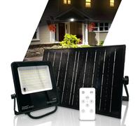 Groupe DDC Projecteur Solaire avec Détecteur de Mouvement - Lampe Solaire Extérieur Puissante - IP65, Jusqu’à 2200 Lumens - Autonomie 24h, Spot LED Sans Fil pour Jardin, Allée (1, 2200 lumens)