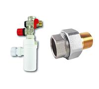 Groupe de sécurité 889 3/4" (20x27) droit NF avec siphon d'évacuation & Raccord isolant diélectrique F20/27 M20/27