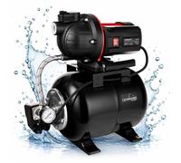 LEHMANN Groupe de Surpression HP1, 800 W, 5200 l/h, Réservoir en Acier Inoxydable 19 L, Hauteur de Refoulement 43 m, Profondeur d’aspiration 8 m, Auto-amorçante, Manomètre, Noir