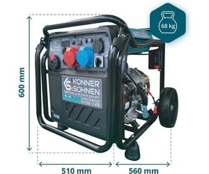 Groupe électrogène à inverseur KS 8100iE 1/3 ATSR, puissance max. 8,5 kW, pour fonctionnement monophasé (230V) et triphasé (400V) avec possibilité de raccordement ATS