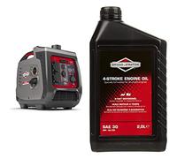 Groupe électrogène à onduleur portable à essence PowerSmart Series Inverter P2400 de Briggs & Stratton, alimentation propre 2400 watts/1800 watts & 100008E Huile Moteur SAE 30, 2.0 litre