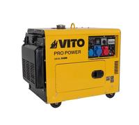 VITO - Groupe électrogène 8 KVA Diesel Monophasé/Triphasé 4T 12CV 498 cm³ 6500W Démarreur électrique Silencieux Autonomie 8h