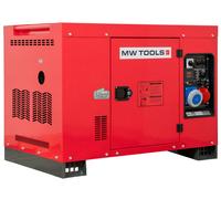 Groupe électrogène insonorisé diesel 9,6 kW 230 V + 12,5 kW 3x400 V - Avec régulateur AVR - Connecteur pour ATS MW Tools DG120E
