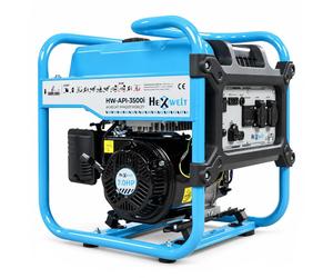 Groupe électrogène inverter HEXWELT 3200W, essence, 230V, 7 chevaux, 210 cm³, 10L, modèle HW-API-3500i, pour alimentation de secours