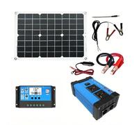 Groupe Électrogène Solaire Portable 4000W/6000W - Onduleur 12V Vers 220V Avec Panneau Solaire 18W + Régulateur De Charge 30A | Kit Solaire Autonome Pour Maison, Camping Et Urgences(6000W,12V-220V)