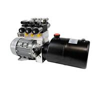 Groupe hydraulique, 1,1kW, 400 V, réservoir rond de 6 l (acier), pompe à engrenages de 2,6 cm3/tr, pour 3 utilisateurs à double effet