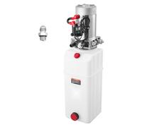 Groupe hydraulique 12 V - Pompe hydraulique à simple effet pour remorques basculantes/camions à benne basculante - Pression max. 220 bars - Débit 3,4 l/min - Réservoir métallique 7,6 l - Blanc