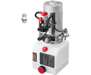 Groupe hydraulique - Pompe hydraulique à simple effet pour remorque basculante - 12 V - Pression max. 22 MPa - Débit 3,4 L/min - Réservoir métallique 3,8 L - Blanc