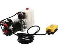 Groupe hydraulique - Pompe hydraulique électrique - 800 W - 12 V CC - Simple effet - Power Up/Gravity Down - Indicateur de tension - Prise UE - Argent