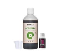 GROWMANIA Acti Vera de BioBizz 500 ml + Échantillon Boost Up de Up Nutrients + Verre Doseur | Revitalisant pour Plantes de Jardins Urbains | Améliore la Vitalité et la Floraison