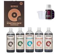 GROWMANIA Starter Pack de Biobizz + échantillon Boost Up Nutriments + Verre doseur | Set d'engrais pour plantes et cultures | Starterset | Engrais liquide pour fleurs