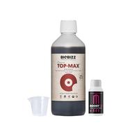 GROWMANIA Top Max de BioBizz 250 ml + échantillon Boost Up Nutrients + Verre doseur | Booster de floraison organique | Idéal pour les petites cultures et les pots