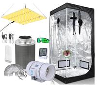 Growzelt Growbox - Système de culture hydroponique complet - Lampe de croissance LED - Valeur PPFD élevée - 50 x 50 x 100 cm - Kit C