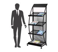 GRRICEPL Porte-revues Au Sol, Présentoir De Brochure Détachable avec roulettes, Porte-journaux À 3 Couches, pour Expositions, Centres Commerciaux, Bureaux (Couleur : White, Taille : 48x39x110cm)