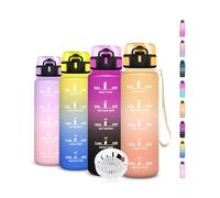 Grsta Bouteille, Gourde Enfant, Facile à Transporter, Bouteille 500ml Anti-Fuite, Facile à Nettoyer, Gourde Plastique, Avec Slogan de Motivation, pour Bureau, Voyage, Camping, Voyage, Sport, Running