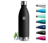 Grsta Gourde- 1l- Gourde Isotherme, Sans BPA, Gourde Inox, 24h Froid & 12h Chaud, Bouteille Isotherme, Anti Fuite, Double Vide, Bouteille d'eau pour Bureau, Voyage, Camping, Sport, Randonnée, Noir
