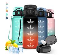 Grsta Gourde, 500ml Enfant, Gourde Paille, Anti Fuite, Graduée pour 1 Journee, Facile à Nettoyer, Reutilisable, avec Slogan de Motivation, Bouteille Horaire pour École, Bureau, Camping