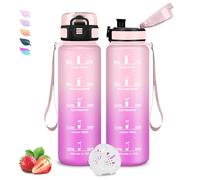 Grsta Gourde 500ml, Gourde Enfant, Bouteille Filtrante Anti-Fuite, Facile à Nettoyer, Bouteille Motivation avec Marqueur de Temps, Facile à Transporter, pour Running, Voyage, École, Extérieur, Bureau