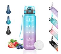 Grsta Gourde- 500ml- Gourde Enfant, Gourd Graduée, Anti-Fuite, Gourd Sport avec Marqueur de Temps, pour Garçons&Filles, Bouteille d'eau pour l'École, Voyage, Velo, Camping, Bleu-Violet