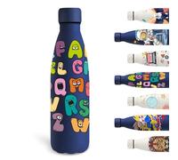 Grsta Gourde, 500ml Gourde Isotherme, Gourde Personnalisée avec des Lettres, Gourde Enfant Sans BPA, Bouteille d'eau anti Fuite, pour l'École, Bureau, Voyage, Sports, Bleu Marine
