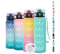 Grsta Gourde Enfant, 500ml, Filtrante Anti-Fuite, Gourde Graduée avec Marqueur de Temps, anti Fuite, Facile à Nettoyer, Bouteille Motivation pour Running, École, Camping