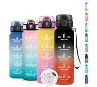 Grsta Gourde Enfant 500ml, Filtrante Anti-Fuite, pour 1 Journee, Gourde Graduée avec Marqueur de Temps, Bouteille d'eau pour Running, Camping, École, Bureau