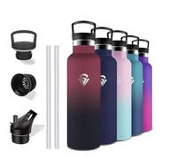 Grsta Gourde Isotherme, 750 ml Bouteille Isotherme, Paille, Anti Fuite, Inox, Acier Inoxydable 18/8, Gourde Adulte Sans BPA, Double Isolation, pour Bureau, Randonnée, Camping, Yoga