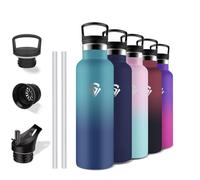 Grsta Gourde Isotherme 750ml, sans Bpa, Bouteille Isotherme, Gourde avec Paille, Anti Fuite, Gourde Inox, Acier Inoxydable 18/8, Double Isolation, pour Bureau, Randonnée, Camping, Aptitude, Voyage