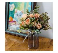 GRSTREE Bouquet de pivoines artificielles bleu clair en soie mélangée pour fête de mariage, maison, jardin, table, cuisine, décoration de tombe artificielle