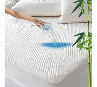 GRT Protège Matelas 140x190 cm Fibre de Bambou, Alèse Certifié Oeko-TEX, Surmatelas Imperméable Respirant,Bonnet jusqu'à 30cm avec Élasticité Tout Autour