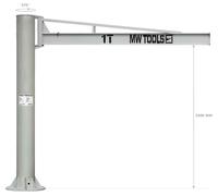 Grue à colonne pivotante 1 tonne, hauteur 3 m, longueur de flèche 3 m MW Tools KZK100