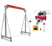 Grue à portique 2 t + palan électrique sans fil avec chariot intégré 500/1000kg MW Tools PTLK2-SET1000B