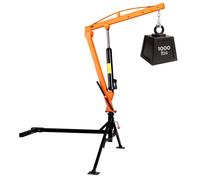 Grue de levage VEVOR avec attelage, capacité de charge de 453,6 kg. Inclut une pompe hydraulique de 8 tonnes, une grue de levage manuelle avec un pivot rotatif à 360°, et un accessoire de levage en ac