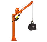 VEVOR Grue de Levage pour Camionnette 453,6 kg, Grue Manuelle pour Pick-up avec Treuil Manuel et Cric Hydraulique 8 t, pour Machines, Bois et Équipements, Flèche Télescopique Pivotante 360°, Pliable