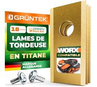 GRÜNTEK 18 Lames de Tondeuses Robots WORX. Lames de Rechange Tondeuse Worx en Acier Inox et Titane. Haute Précision et Durée