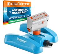 GRÜNTEK Arroseur de Jardin Arroseur Oscillant. Mini Asperseur Arrosage orientable Pelouse et Gazon. Ampleur Jet 16,5M pour Arrosage Automatique