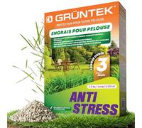 GRÜNTEK Engrais Gazon Anti-Mousse Été Automne Hiver NPK 15-5-24 - Engrais Pelouse Longue Durée 3 Mois, Protection Chaleur Sécheresse Gel - Engrais Universel Jardin Tomate Fraisier Rosier - 2,5 kg