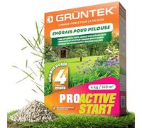 GRÜNTEK Engrais Gazon Printemps | Engrais Pelouse NPK 20+15+10 | Engrais Fraisier Universel Jardin | Longue Durée 4 Mois | Azote 20% | Confomité CE 4 kg