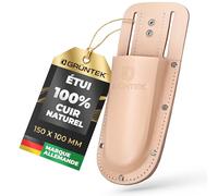 GRÜNTEK Étui Sécateur Ceinture en Cuir Véritable. Gaine de Ciseaux avec Boucle de Ceinture. Idée Cadeau élégante et Pratique. Marron Clair
