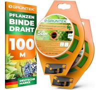GRÜNTEK Fil de jardin flexible de 100 m avec cutter intégré, fil de liaison respectueux des plantes, résistant aux intempéries, pour tomates, roses, plantes grimpantes, vert
