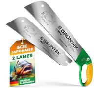 GRÜNTEK Scie de Jardin et à Bois PIRANHA - 2 Lames pour coupe grossière (8dents) et fine (13 dents). Scie japonaise à bois