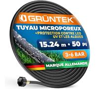 GRÜNTEK Tuyau Micro-poreux Arrosage Goutte à Goutte de 15,24 M avec connecteur de 1,2 cm, diamètre intérieur de 12 mm, débit d'égouttement : 5 L-10 L par min