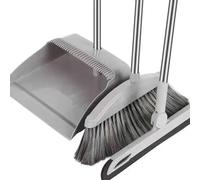 Gruita Ensemble de Balai et Pelle à Poussière, Essuie-Glace de Sol, Nettoyage Ménager, Ensemble de Nettoyage à Long Manche pour Le Nettoyage du Hall D'Entrée, de la Cuisine, Facile à Utiliser, Gris