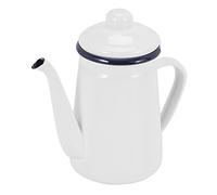 Gruita Pot à Café en éMail de Qualité SupéRieure de 1,1L à Verser sur Le Pot à Eau en Poudre de Lait ThéIèRe pour CuisinièRe à Gaz et CuisinièRe à Induction, Blanc