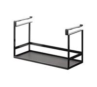 Gruita sous-éTagèRe Organisateur D'éPices Armoire Cintre éTagèRe Assaisonnement Porte-Bouteille Placard Panier de Rangement Accessoires de Cuisine Noir