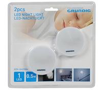 Grundig 871125241346, LED Nuit lciht, Lot de 2, Plastique, Blanc, 7 x 7 x 4,8 cm