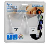 Grundig 871125241352, veilleuse LED avec changement de couleur, Lot de 2, Plastique, Blanc, 7,8 x 4.4 x 10 cm