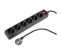Grundig Multiprise avec interrupteur 6 prises – 16A/250V, rallonge 1,5 m, max. 3680 W, Noir